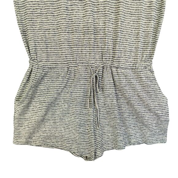 PrAna Womens Retrieve Romper Size Medium Gray Bone Stripe Hemp Organic Beach NWT - Picture 4 of 14